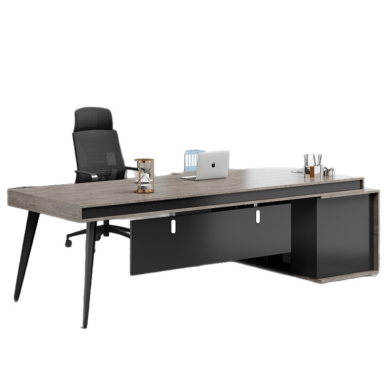 Mesa de oficina, mesa de oficina de un solo supervisor, mesa de jefe, mesa de madera de alta gama, mesa moderna y minimalista