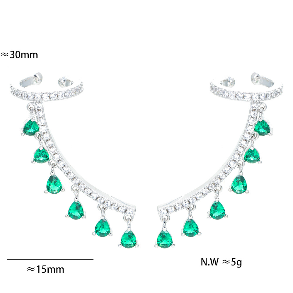 Water Droplets Pattern Women'S Gender Fashion Water Droplets Copper Earrings Inlay Zircon Copper Earrings