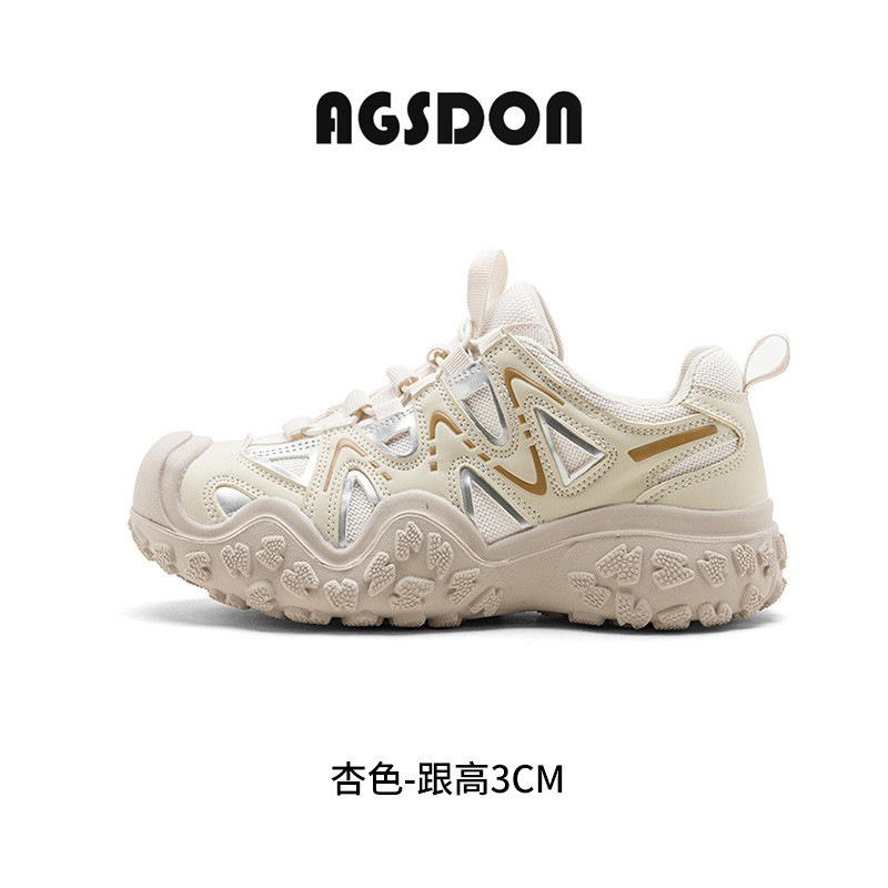 Augu Shi Deng zapatos de base gruesa para padres y mujeres 2026 nuevos zapatos deportivos de senderismo de lana de primavera zapatos de correr casuales ligeros