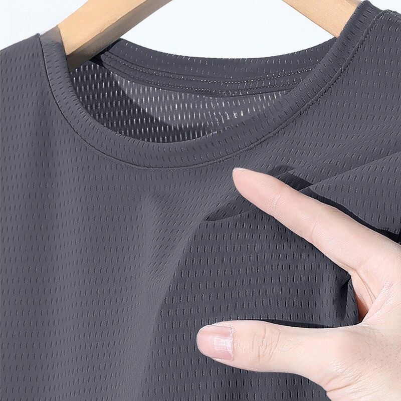 Big Sale Ice Silk Short-Sleeved T-Shirt Men's Summer Thin Mesh Breathable Sports Quick-Drying Round Neck Pure Color Half-Sleeved Tops Big Sale Ice Silk Short-Sleeved T-Shirt Men's Summer Thin Mesh Breathable Sports Quick-Drying Round Neck Pure Color Half-Sleeved Tops