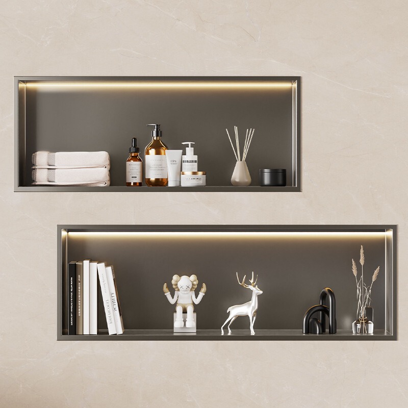 Niches Embedded Cabinet Bathroom Stainless Steel Niches TV Cabinet Ornaments Bathroom Niches Cabinet Storage Rack Horizontal