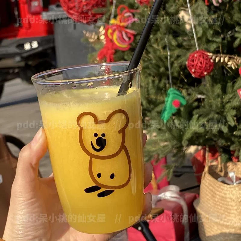 Корейская стеклянная чашка с изображением медведя коалы, устойчивая к высоким температурам, простая чашка для молока, креативная чашка для кофе