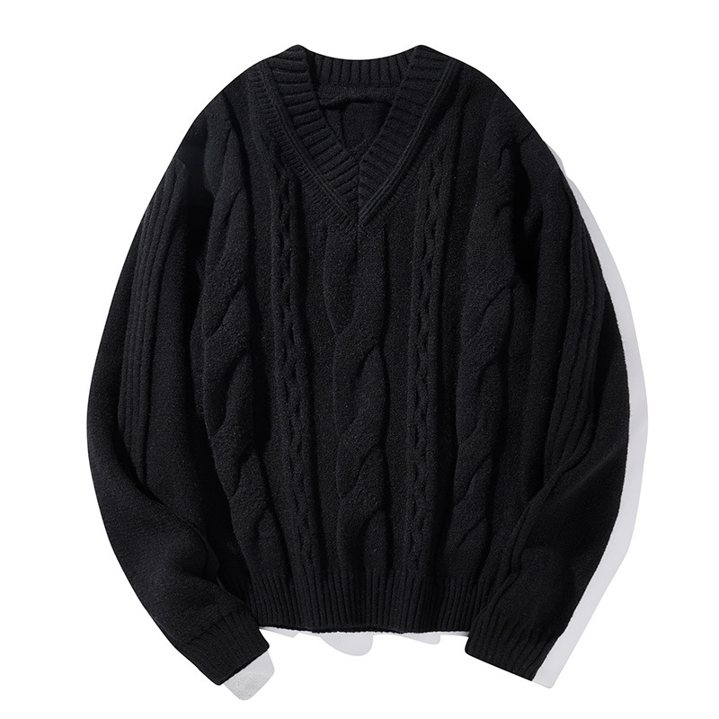 Men's Cable-Knit Round Neck Sweater – Trendy Loose Fit, Soft & Breathable For Autumn & Winter_voghion.com
