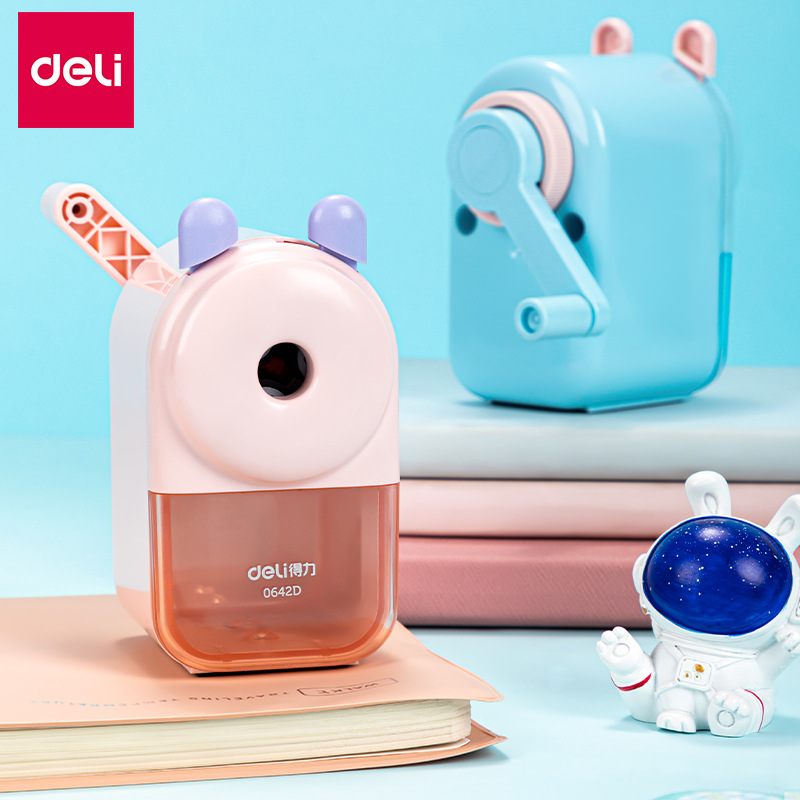 DeLi0642D afilador de lápiz para estudiantes con cuchillo de lápiz de mano afilador de lápiz para niños gran calibre