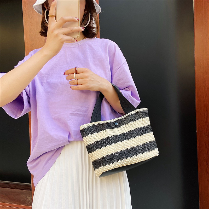 Straw-woven single-shoulder bag for women, new summer casual bag for middle-aged and elderly moms, simple lunch box handbag, export version undefined