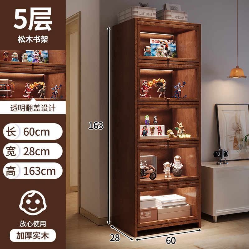 Mesita de noche de madera maciza Estilo retro americano Dormitorio junto a la cama Gabinete de almacenamiento multicapa para el hogar Estante con grietas