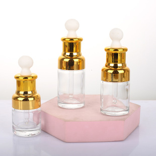 Manufacturer Customized Shoulder Essential Oil Bottle Rubber Tip Dropper Essence Repackaged Empty Bottle Transparent Glass Cosmetic Sample Bottle