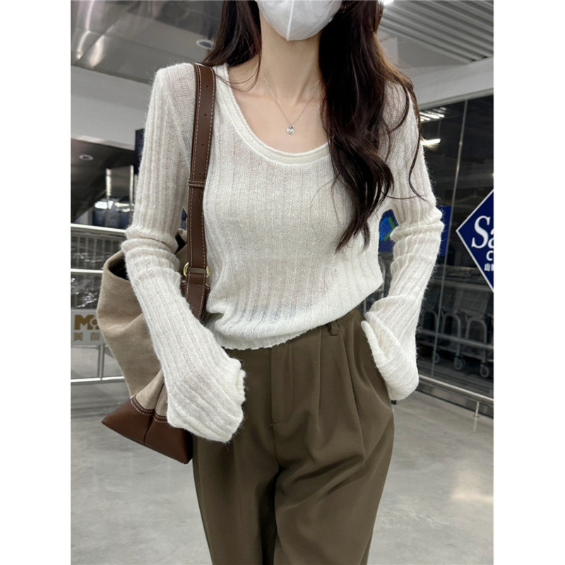 高级感甜辣新款修身显瘦慵懒风短款打底上衣女潮ins风针织毛织衫|undefined