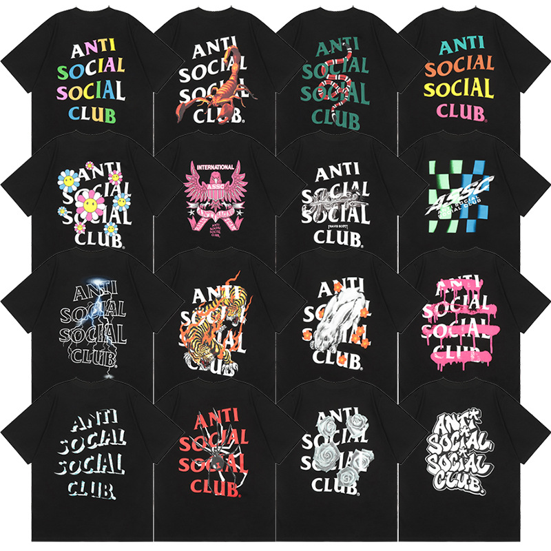 Diferencia de moneda del mercado ASSC CLUB fujiwaro Lightning serie impresa camiseta suelta de manga corta para hombres y mujeres