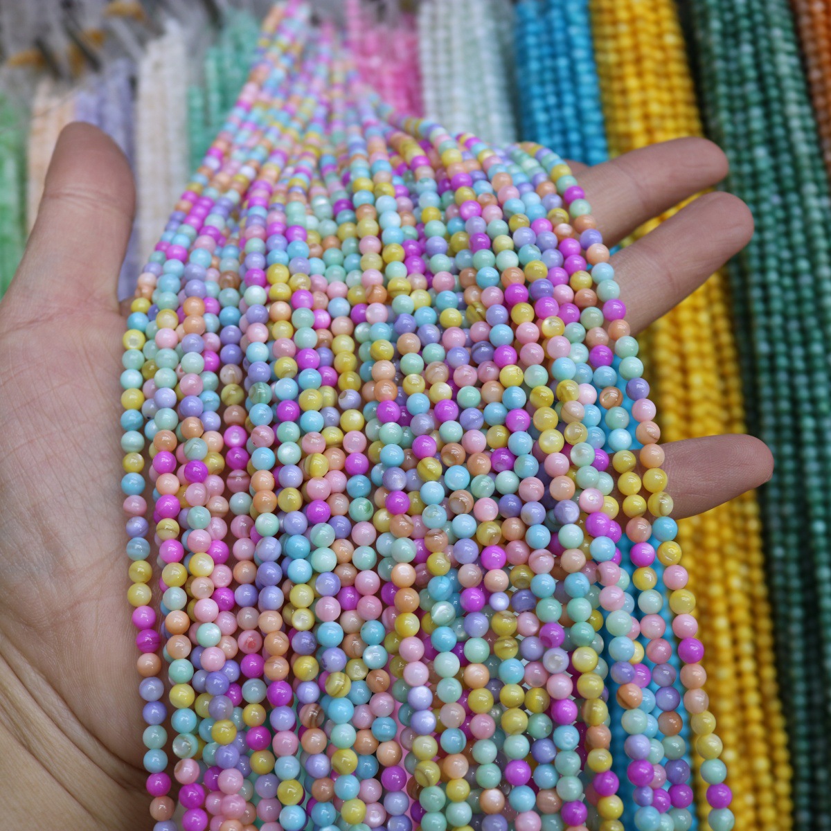 Conchas de agua dulce naturales cuentas mixtas de color 4mm color monocromático bolas perlas sueltas diy joyería accesorios joyería al por mayor image 43