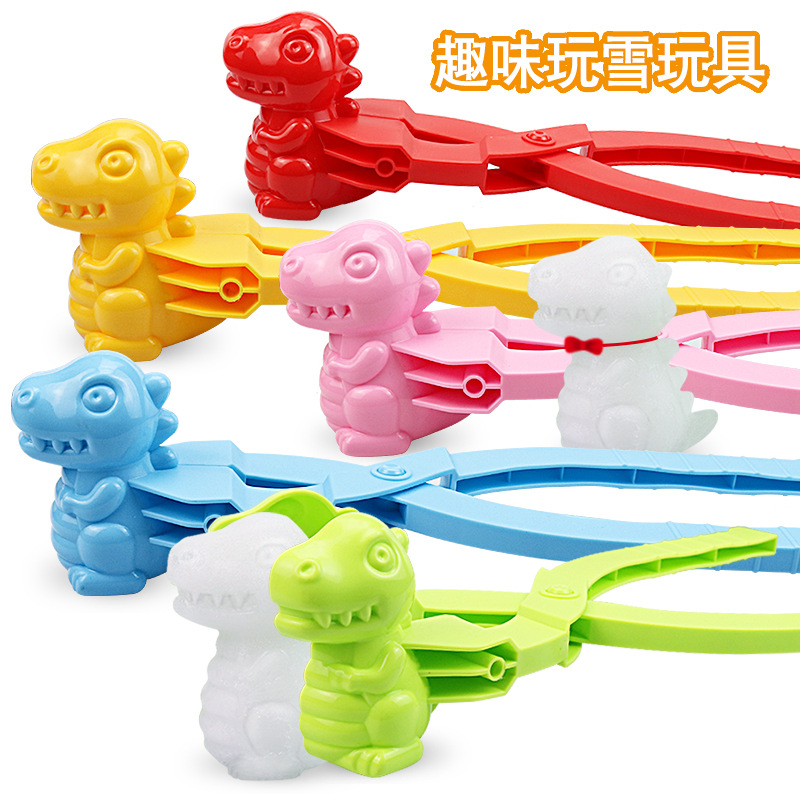 Bola de nieve al aire libre para niños lucha juguete artefacto extra grande bola de nieve clip de plástico dinosaurio amor clip nieve molde conjunto de herramientas