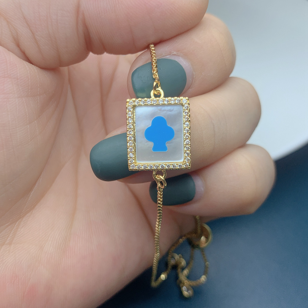 Fashion Heart Shape Copper Inlay Turquoise Shell Zircon Bracelets