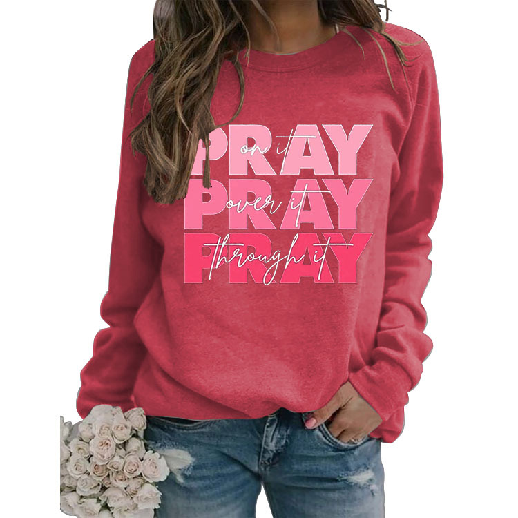 Amazon en stock suéter de cuello redondo simple top de manga larga ORAR onit ORAR oues impreso suéter