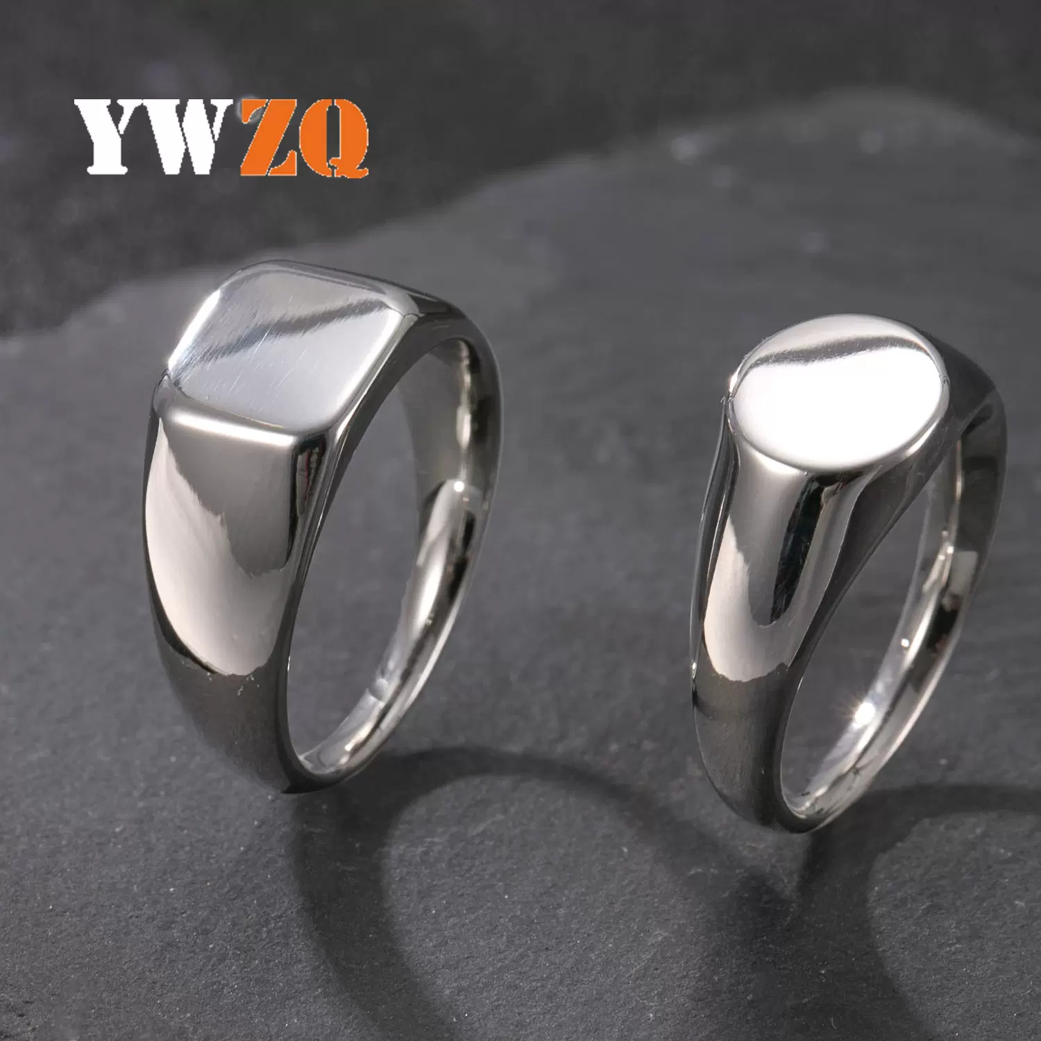 亚马逊新品不锈钢戒指时尚简约情侣对戒铸造几何光面钛钢饰品厂家