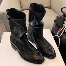 真皮 【苏茵茵同款】伯克公路~西部靴粗跟短靴女沙漠靴子2025秋冬
