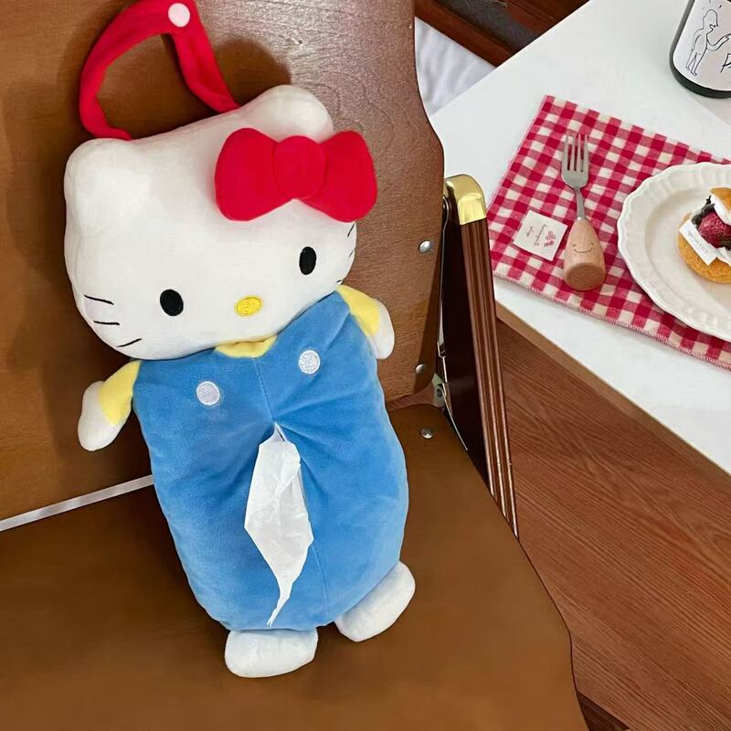 Creative New Cute Cartoon Hello Kitty Tissue Box Hanging Tissue Plush Toy Tissue Box Tissue Box