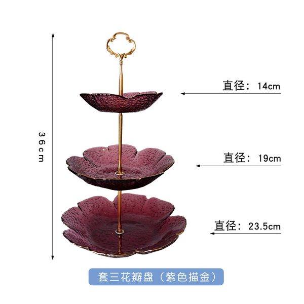 Set of three petal plates - purple