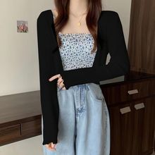 夏季薄款外搭小开衫外套女木耳边冰丝防晒白色小个子防晒衣女外穿