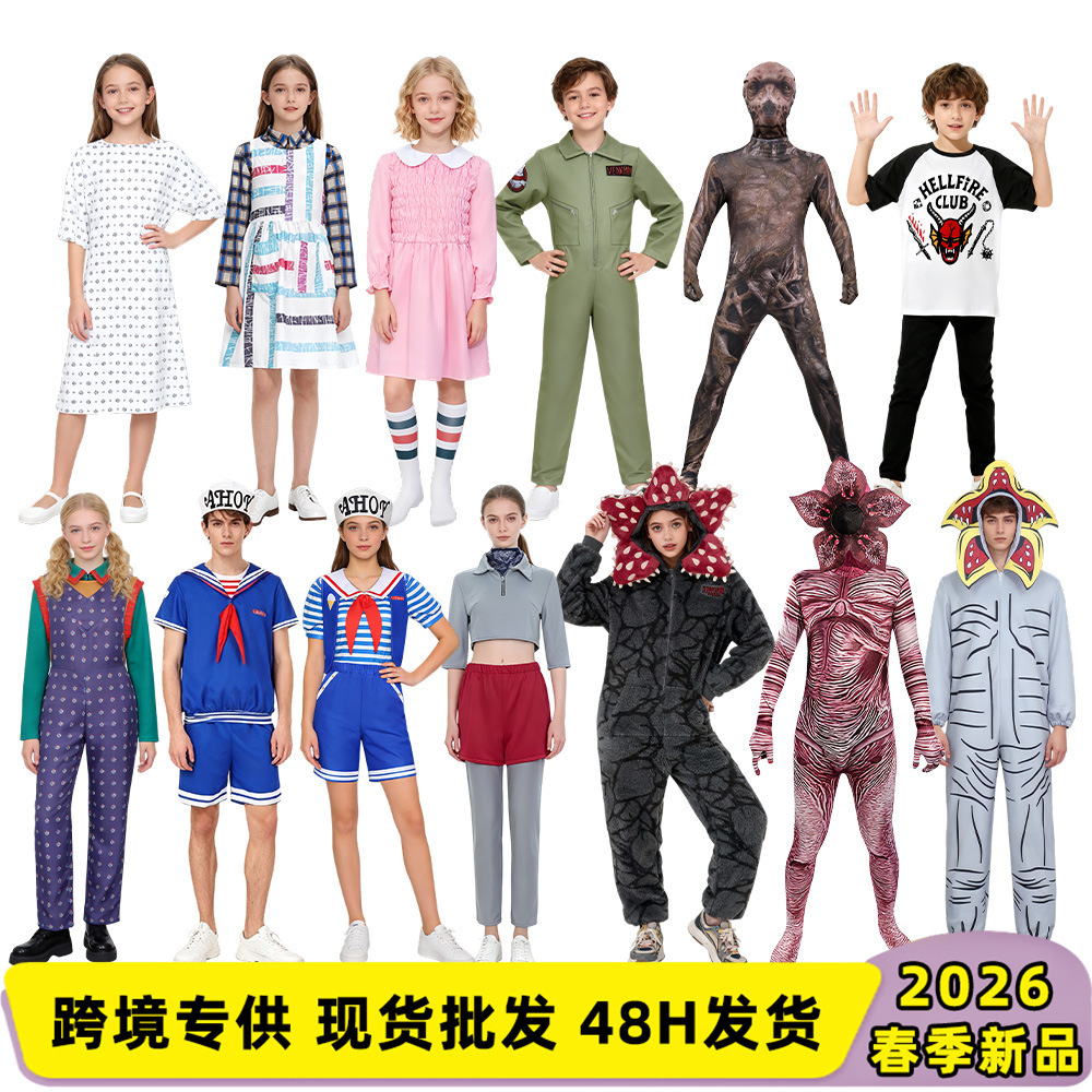 Cross-Border Stranger Things Movie Series Cosplay Costumes Anime-Style Children's Role-Playing Performance Outfits a