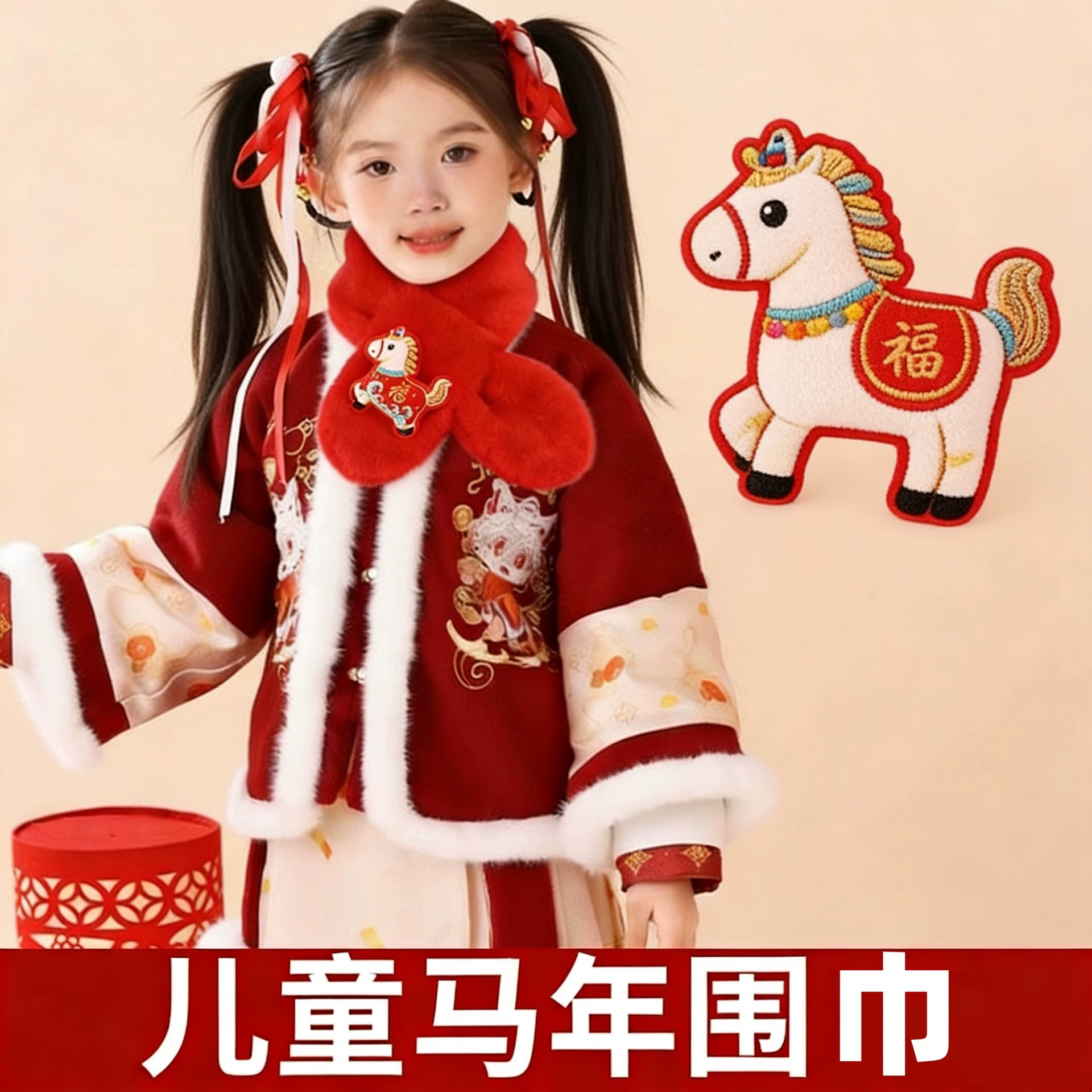 Подарок на Новый год в детском саду: детский шарф «Год Лошади», теплый шарф-бандана, подарок на день рождения для всей классной группы начальной школы, приз.