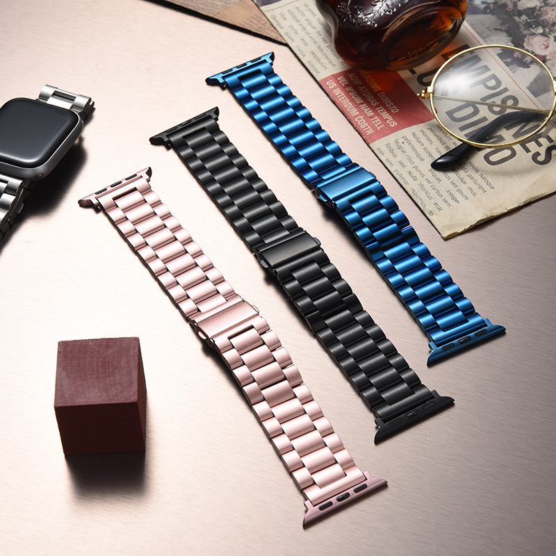 Suitable for Apple watch Ultra three-bead stainless steel strap…