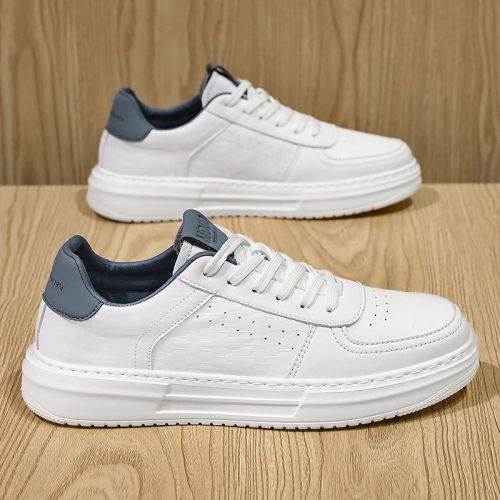 White Men's Shoes 2025 New Summer Breathable Trendy Versatile Men's Casual Leather Shoes Men's White Shoes Sports Sneakers
