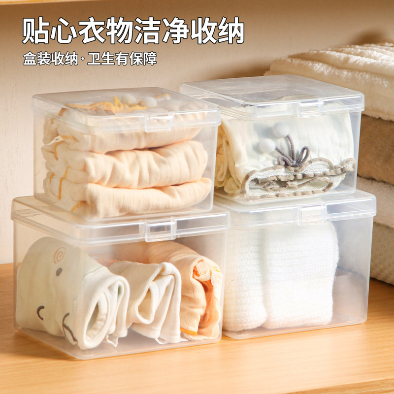 Underwear Storage Box for Home Use, a Transparent Plastic Organizer for Intimate Clothing, Panties, Socks, and Bras Underwear Storage Box for Home Use, a Transparent Plastic Organizer for Intimate Clothing, Panties, Socks, and Bras