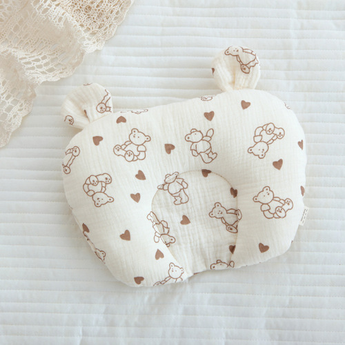 Pure cotton gauze newborn baby shaping pillow, crepe children's pillow, sweat-absorbent and breathable, suitable for kindergartens in all seasons