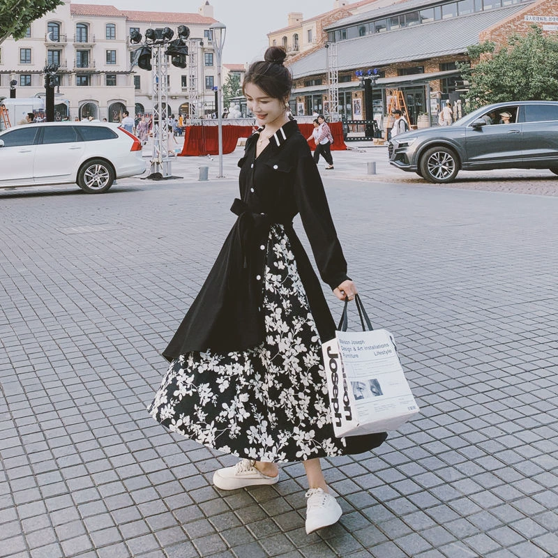 Раннее и раннее осеннее черное пухлое платье размера