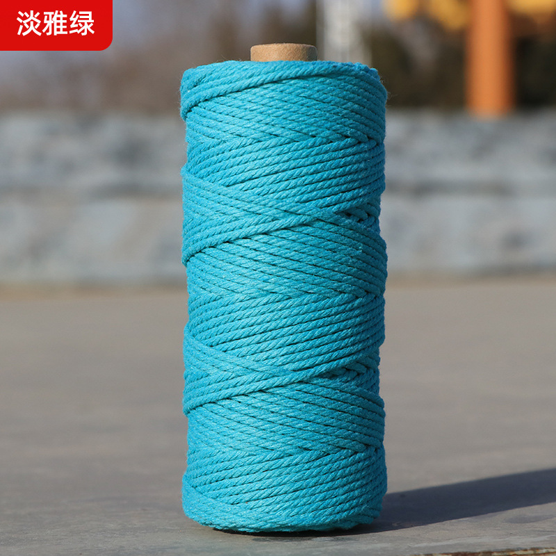Cuerdas de algodón de color transfronterizas tejidas de algodón 2mm3mm4mm cuerdas de algodón hechas a mano cuerdas decorativas DIY cuerdas de algodón de color colgantes