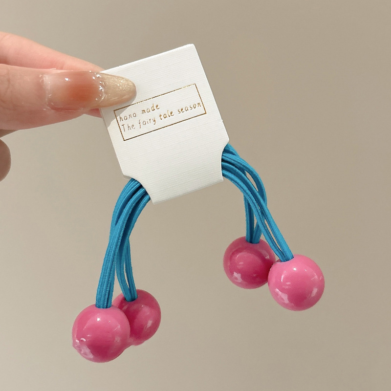 Cuerdas de cabeza de niños color caramelo doble anillo de cabello de cola de caballo larga cuerda de cabello bola de color tocado de cabello de niña