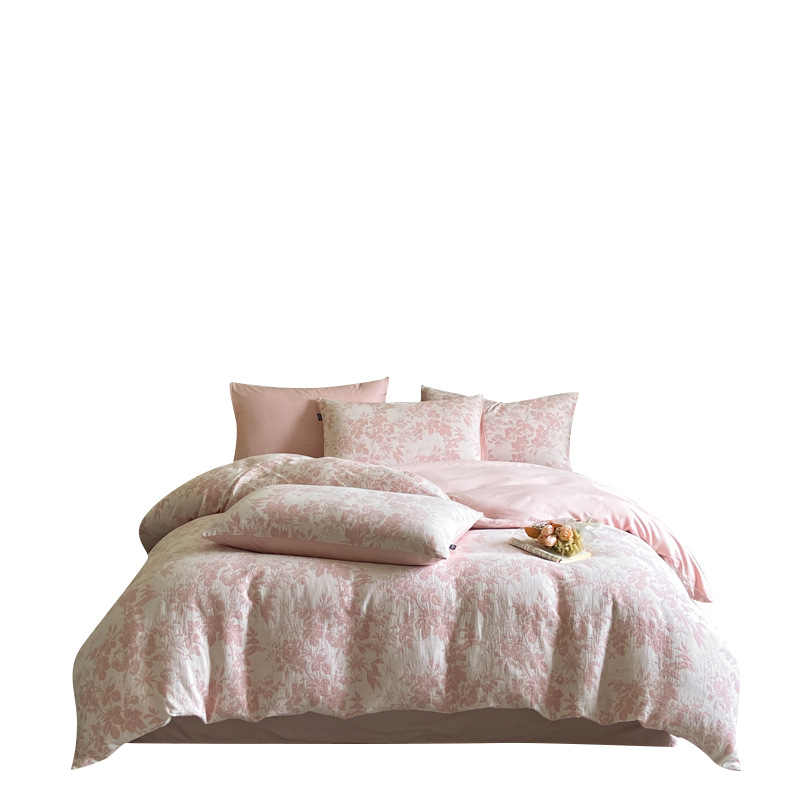 Cama de hilo de doble capa de cuatro piezas de algodón puro 100 funda de edredón de algodón grueso de tres piezas de sábanas de dormitorio 2025 nuevo 3