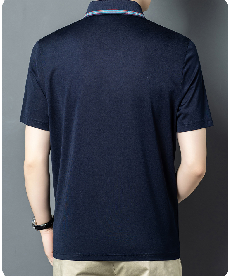 Áo polo nam tay ngắn lụa Mulberry mỏng nhẹ cổ bẻ mùa hè — Tây Tạng W - 88 chi tiết 11