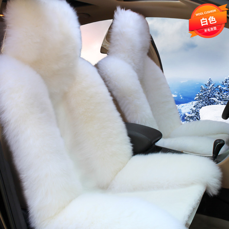 Winter wool car seat cushion plush seat cover pure wool long hair winter wool pad warm thickened car mat popular online