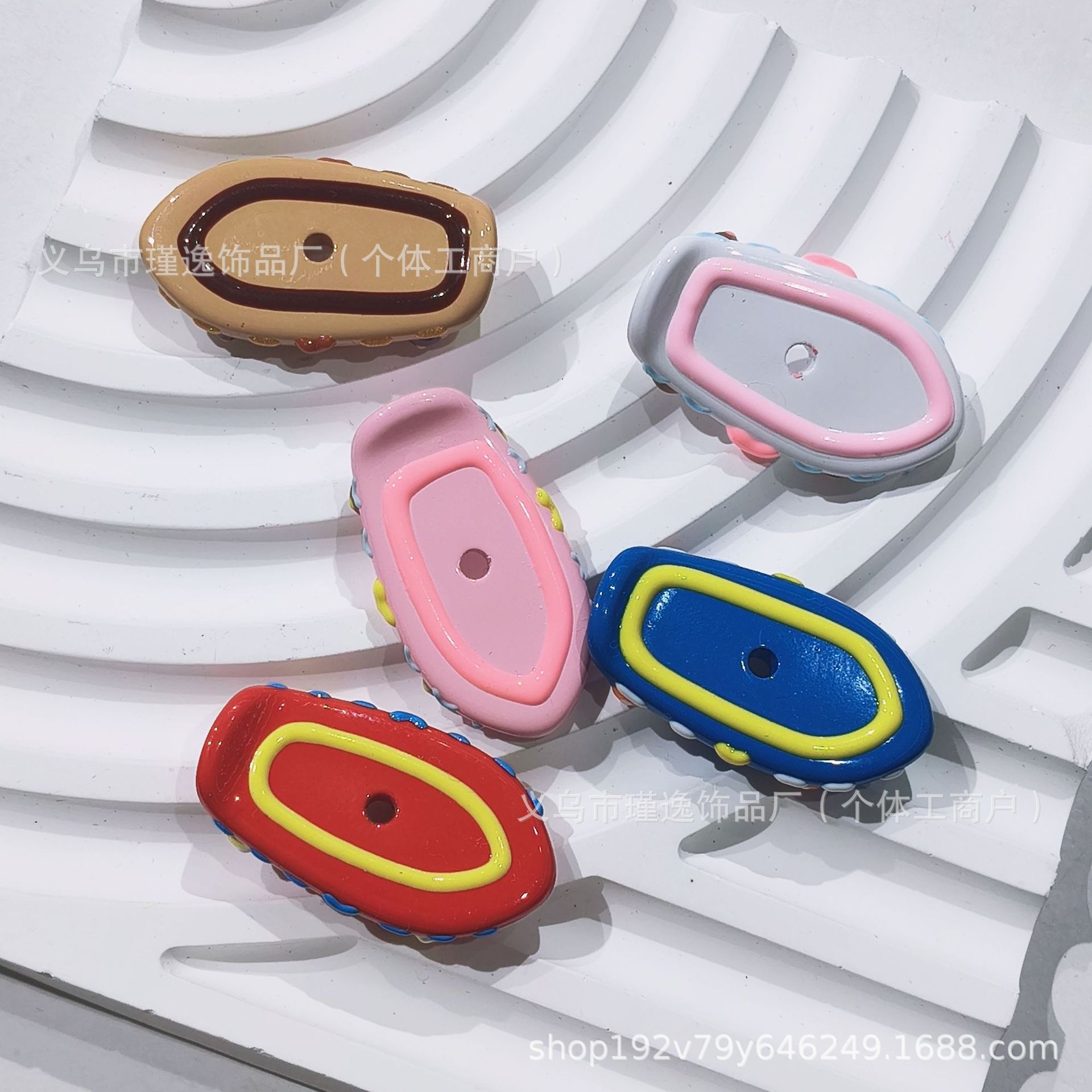 Through-Hole Acrylic Macaron Hand-Painted Skateboard Loose Beads Beaded DIY Jewelry Accessories Mobile Phone Chain Hair Rope Keychain