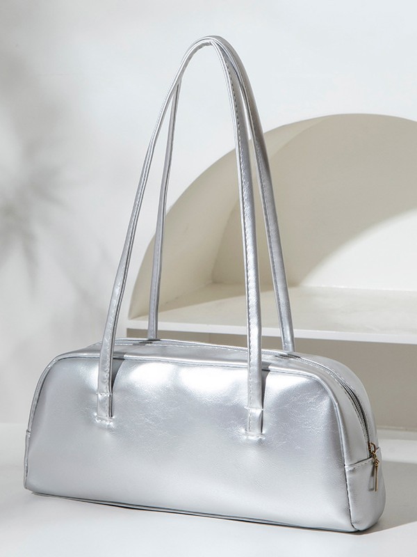 Bolso de Hombro y Axilar de Mano en Color Liso de PU Empalmado para Uso Diario