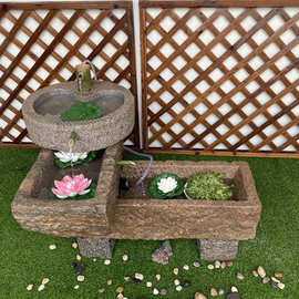 老石槽鱼缸青石马槽猪槽老石头花盆石头鱼缸庭院养鱼池流水摆件