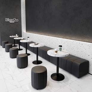 Rest Area Reception Booth Sofa Milk Tea Dessert Shop Cafe Table and Chair Combination Simple Modern Wall Soft Bag S^