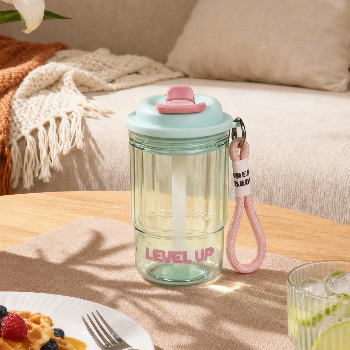 Botella de agua con pajilla para niños gran capacidad