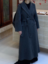 小蛮腰系带收腰修身显瘦双面羊绒加长款大衣女25高级感羊毛呢外套