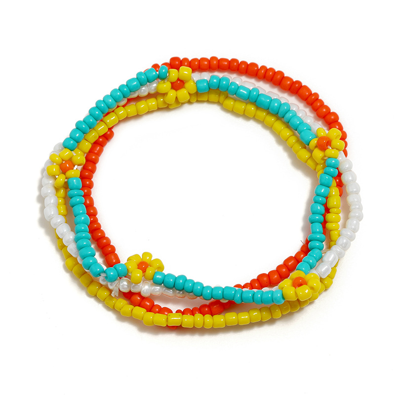 Flor Color Caramelo Grano De Arroz Pulsera Simple Conjunto De 4 Piezas Joyería Al Por Mayor Nihaojewelry display picture 1