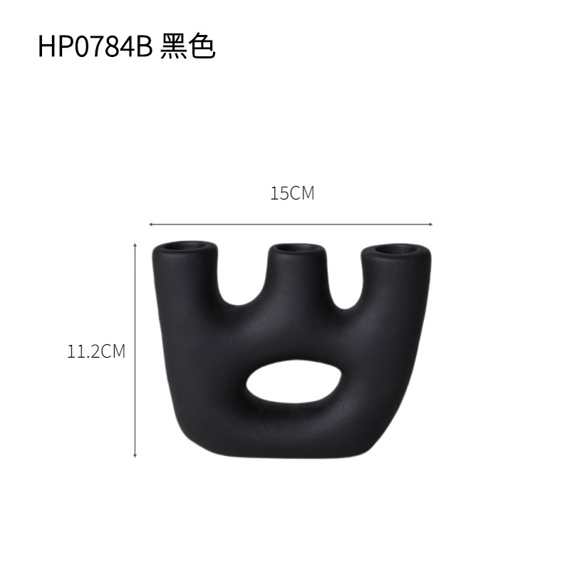 INS Negro Nórdico moderno estilo geométrico arte cerámica candelabro decoración vino estantería decoración suave Decoración