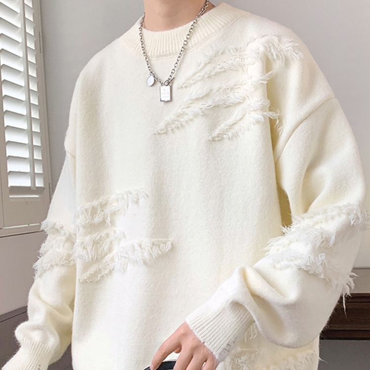 Suéter de cuello redondo personalizado para hombre otoño e invierno marca de moda Pu Shuai suéter suelto para hombre abrigo de suéter perezoso retro japonés