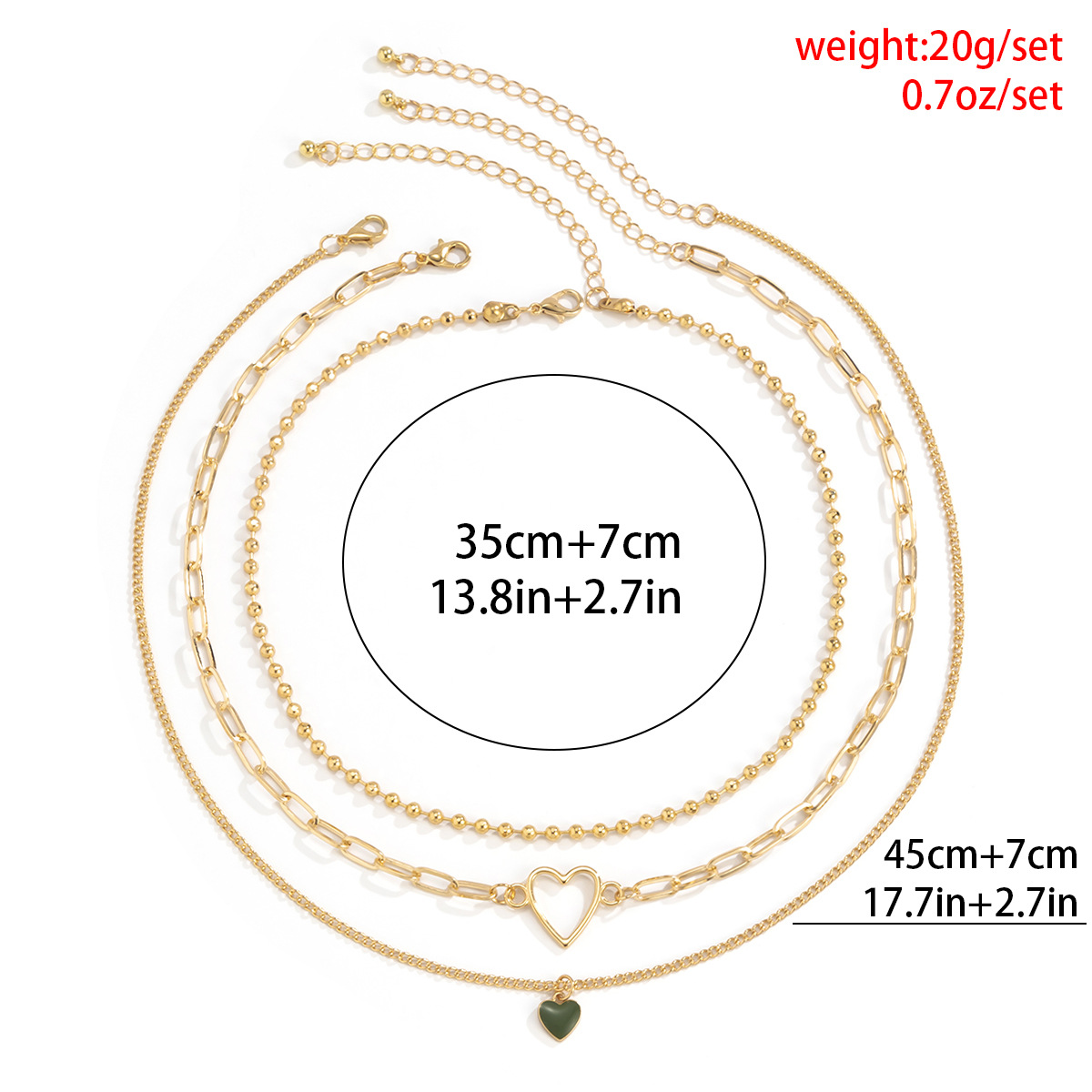 欧美时尚简约十字链镂空心形套装项链 个性几何滴油桃心锁骨颈链