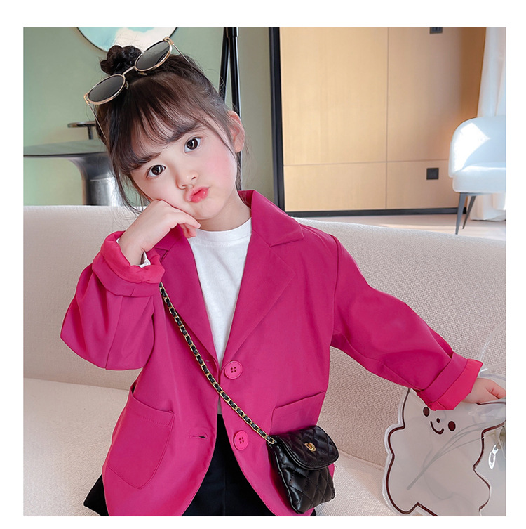 Casual Solid Color Polyester Front Button Jacket Blazer Baby Clothes display picture 3