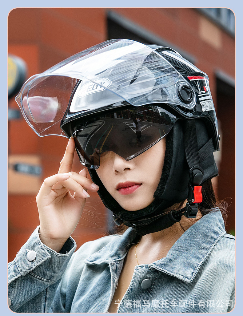 Class a 3C Certified Motorcycle Electric Vehicle Helmet Safety Helmet Autumn and Winter Warm Half Helmet Battery Vehicle Anti-Collision