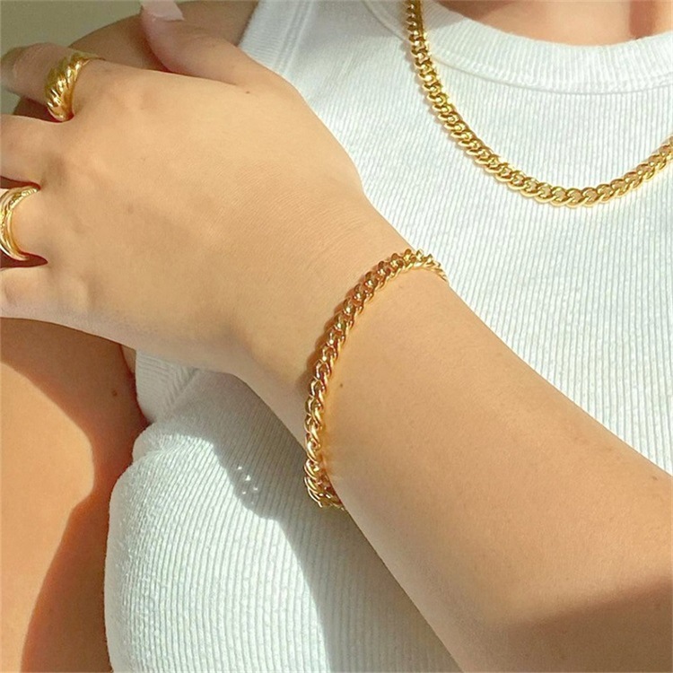 304 Stainless Steel Pendant Material No Inlaid Inlay Material PVD Coated 14K Gold Real Gold Plated U Shape Stainless Steel Fashion Waterproof Non Tarnish 304 Stainless Steel Bracelets