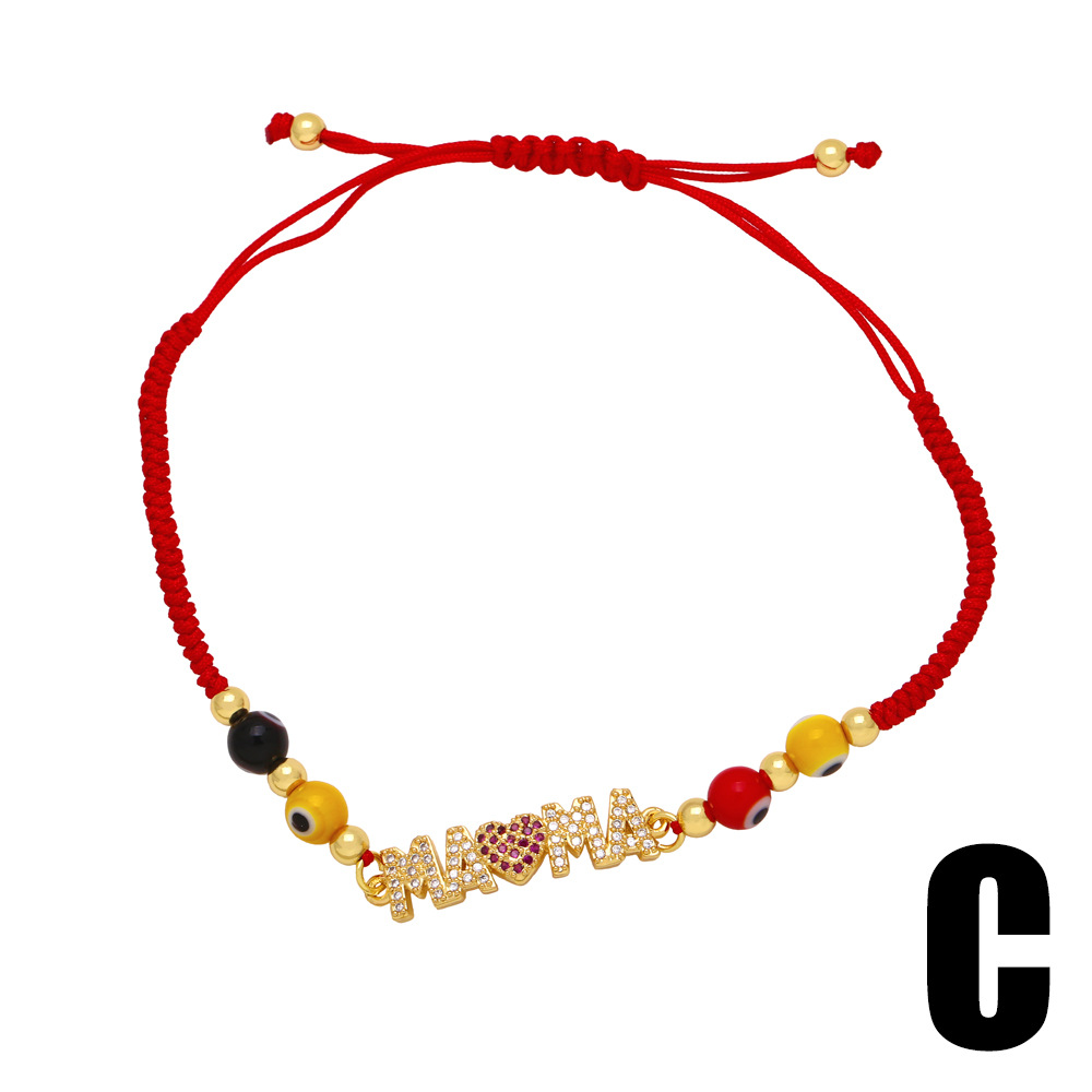 Fashion Letter Heart Shape Copper Inlay Zircon Bracelets 1 Piece