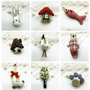 Cross-border Handmade Cotton and Linen Fabric Mori Women's All-match Japanese Style Fresh Mushroom Small Fish Bag Garment Accessories