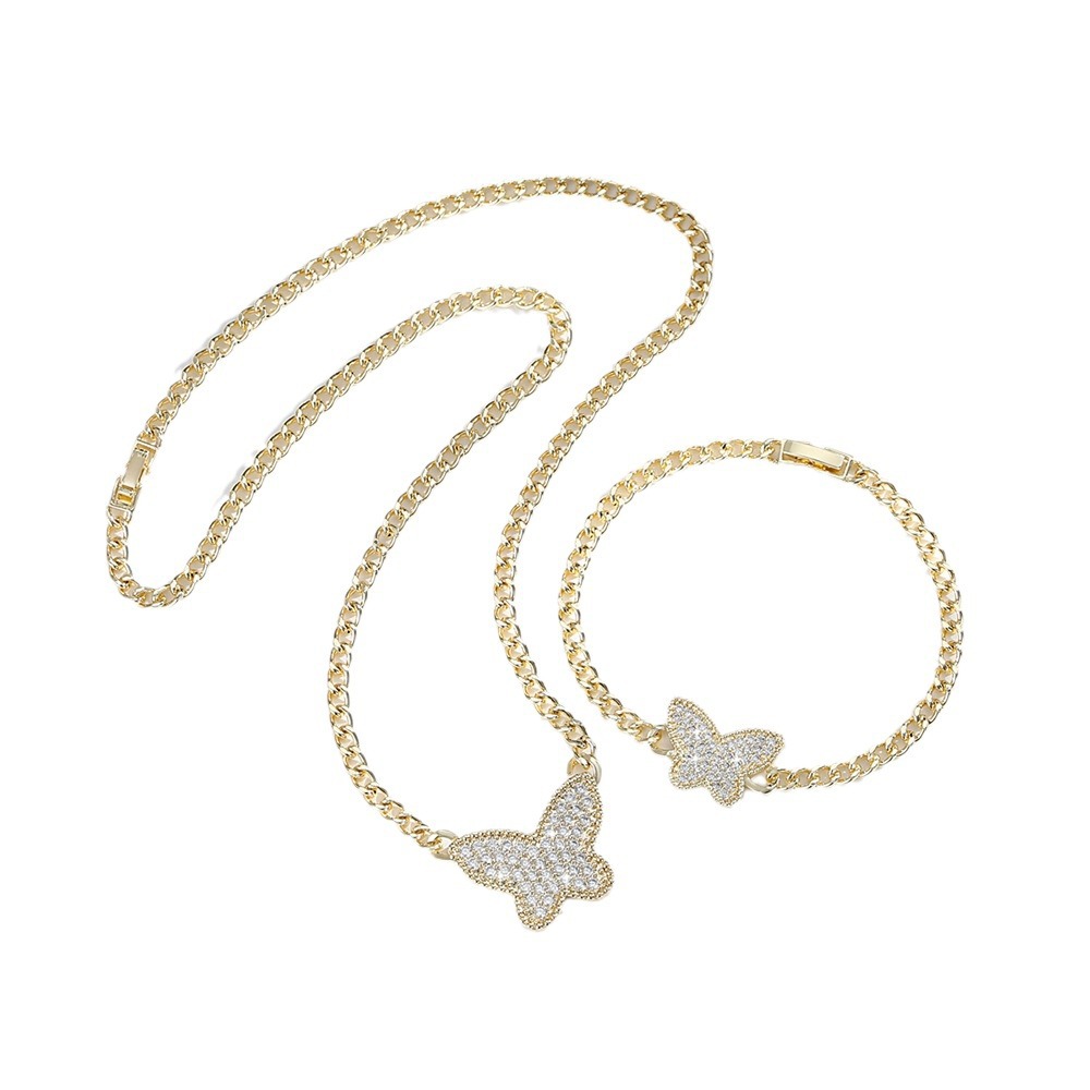 Cuerpo de cobre de oro 14 quilates collar mariposa en forma de O de moda europea y americana juegos de joyas calientes de joyería Bracelet joyas al por mayor